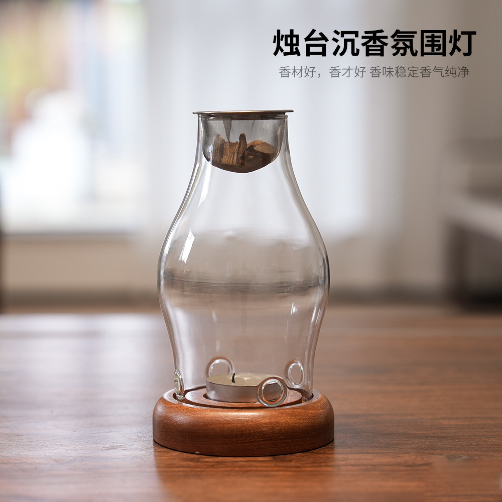 Home Fragrance Lamp - Transparent Glass Candle Holder. Home Vintage